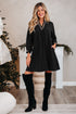Contrast Trim V Neck Bracelet Sleeve Shift Mini Dress